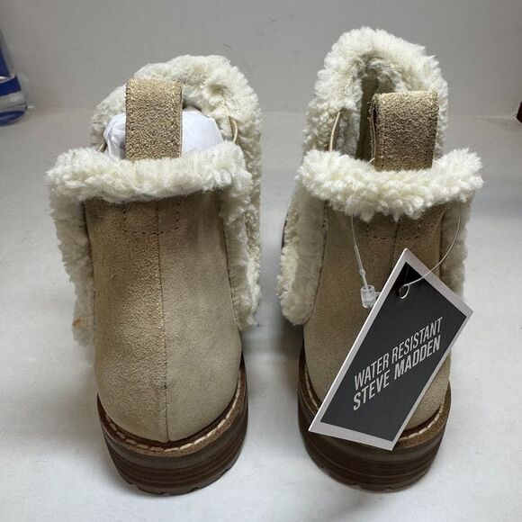Steve Madden Womens 9.5 M Tan Suede Lined Pull On Ankle Booties NIB IZ4 - Picture 5 of 6